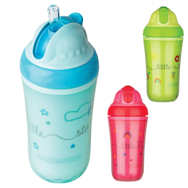 Чаша со силиконска сламка, 250мл.